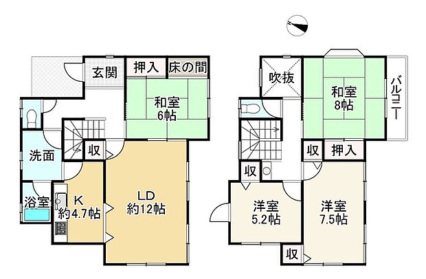 ＪＲ奈良線 黄檗駅までバス約5分 羽戸山3丁目バス停 徒歩1分(4LDK)の間取り