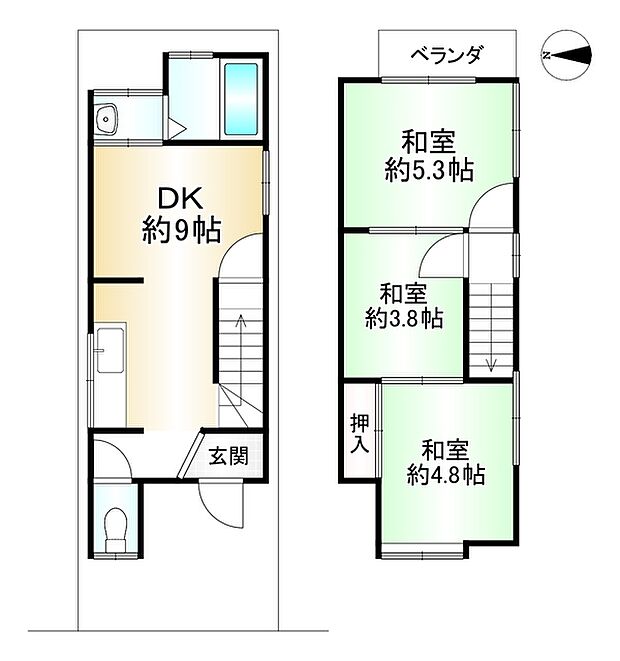 京阪京津線 四宮駅まで 徒歩15分(3DK)の間取り