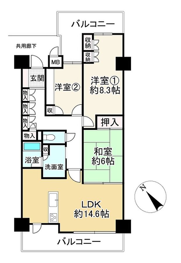 パークシティ大津(3LDK) 8階の間取り