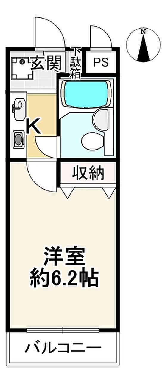 デトム・ワン東福寺(1K) 2階の間取り