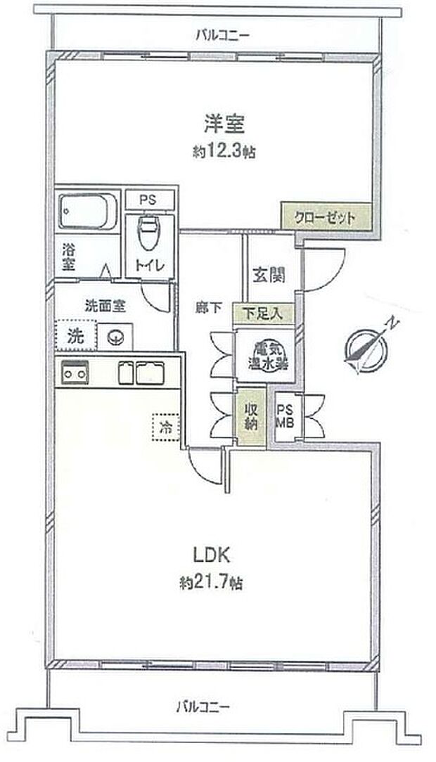 藤和ライブタウン夙川台(1LDK) 3階の間取り