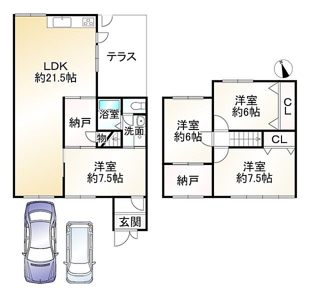 乙訓郡大山崎町字円明寺小字脇山(4LDK)の間取り