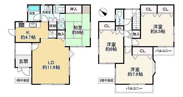 豊中市上野東1丁目(4LDK)の間取り