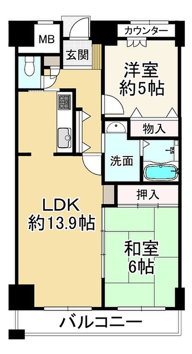 ベルマージュ堺壱番館(2LDK) 8階の間取り