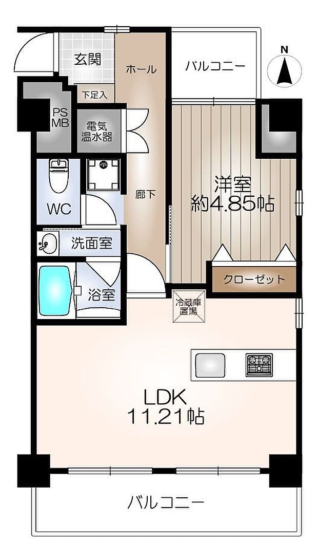 ライオンズマンション栄第3(1LDK) 5階の間取り