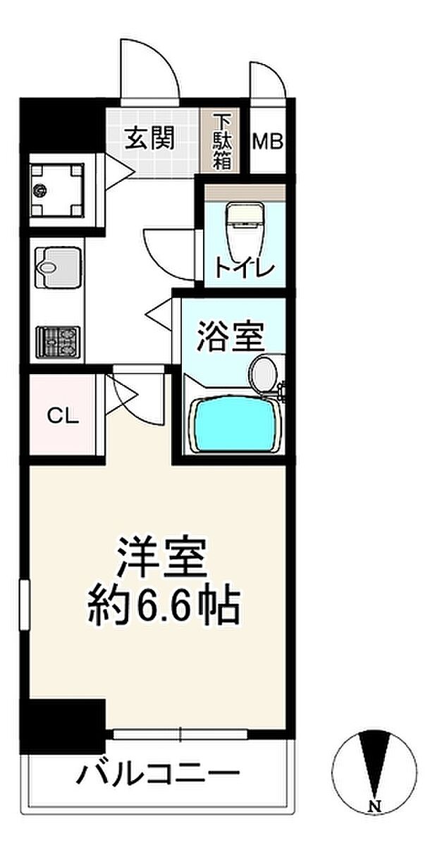 アスヴェル天満橋(1K) 6階の間取り