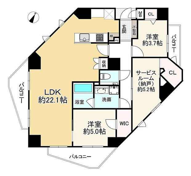 グランフレージュ四天王寺(2SLDK) 4階の間取り