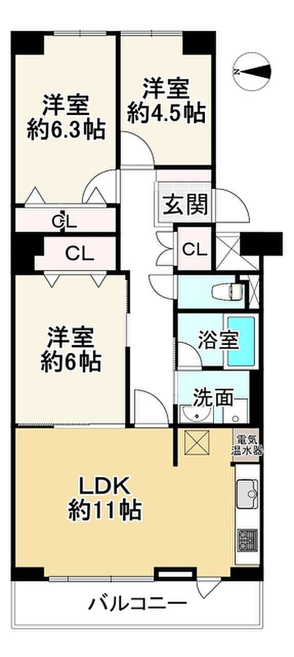 ネオコーポ洛北(3LDK) 2階の間取り