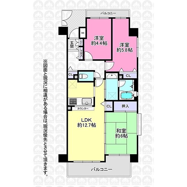 コスモ入間弐番館(3LDK) 2階の間取り