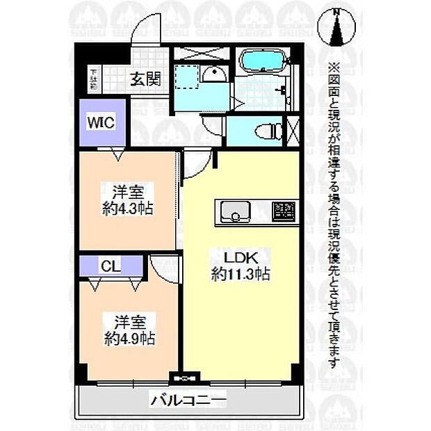 エスカイア武蔵小金井(2LDK) 4階の間取り