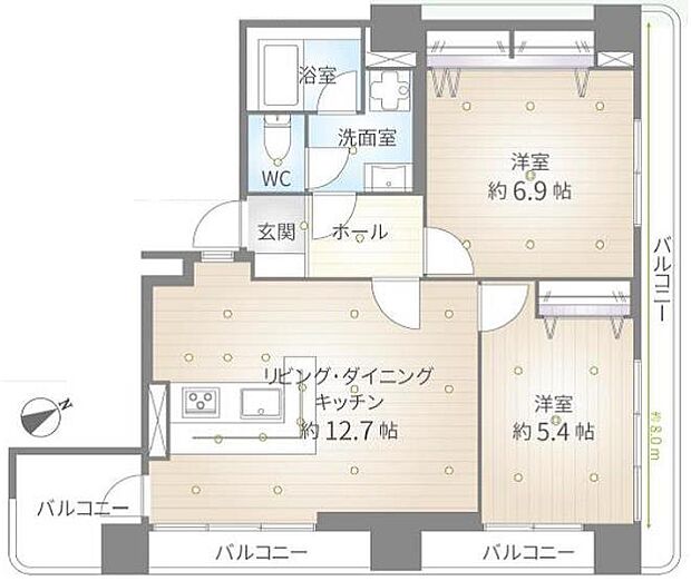 早稲田スカイマンション(2LDK) 4階の間取り