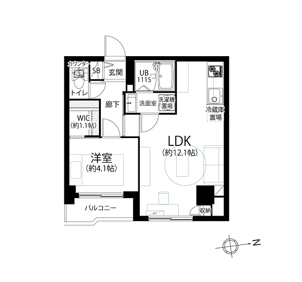 ウエスト早稲田マンション(1LDK) 6階の間取り