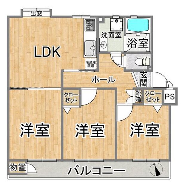 湘南西部住宅(3LDK) 5階の間取り