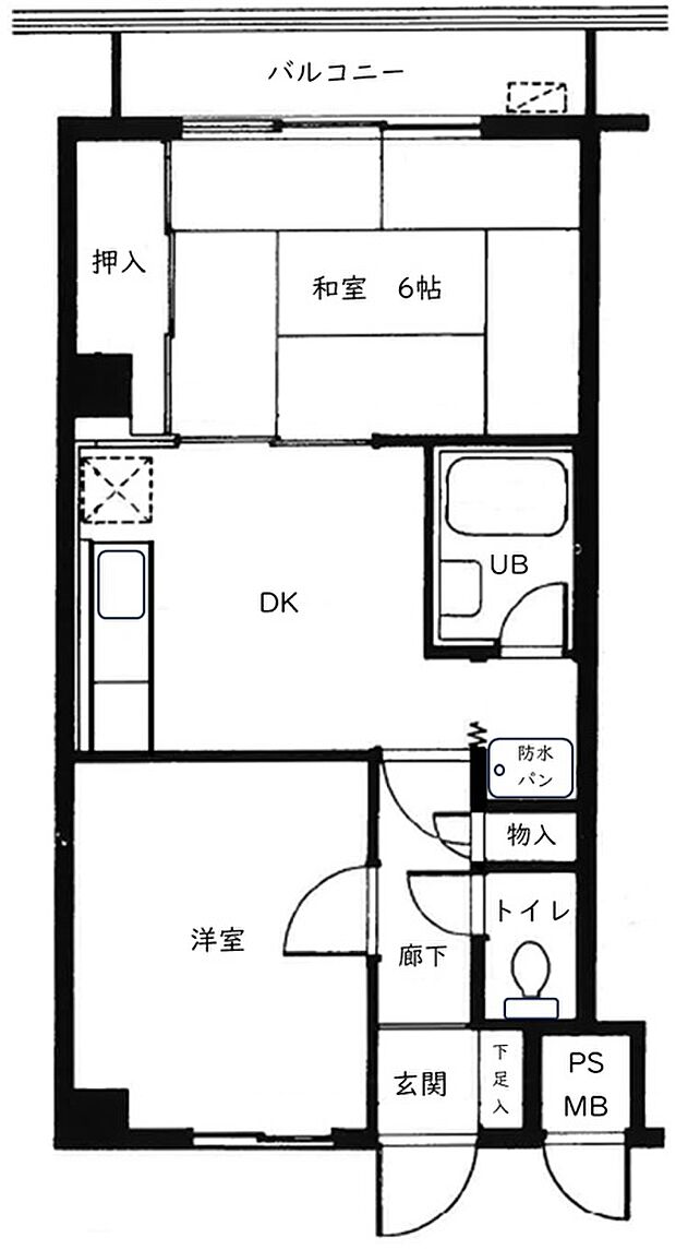 タウンハイツ九品仏I(2DK) 2階の間取り