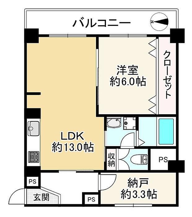 ドミール堂島(1LDK) 5階の間取り