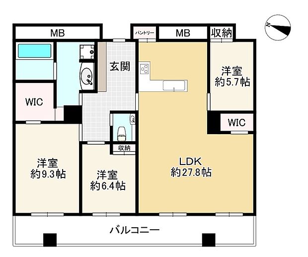 クロスタワー大阪ベイ(3LDK) 47階の間取り