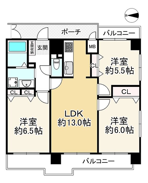 パルシオ福島(3LDK) 8階の間取り