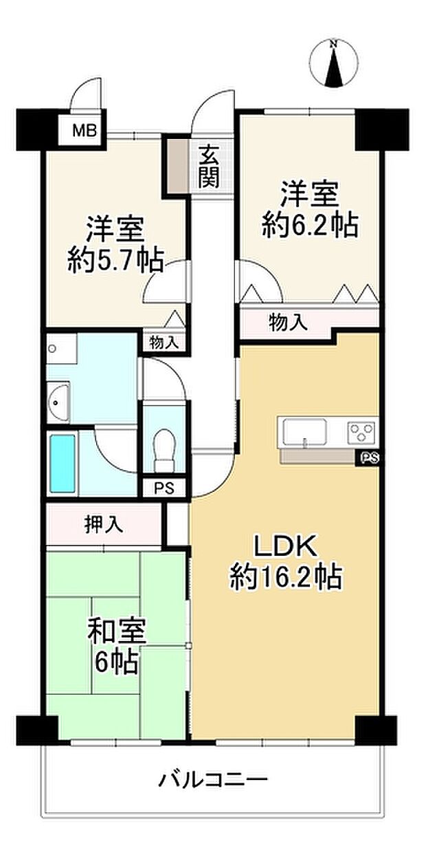 ライオンズマンション桃山南口(3LDK) 7階の間取り