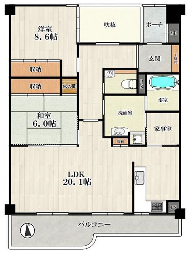 ＮＯＶＡ菱屋西(2LDK) 4階の間取り