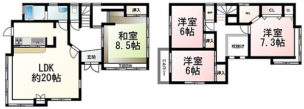 湖城が丘(4LDK)の間取り