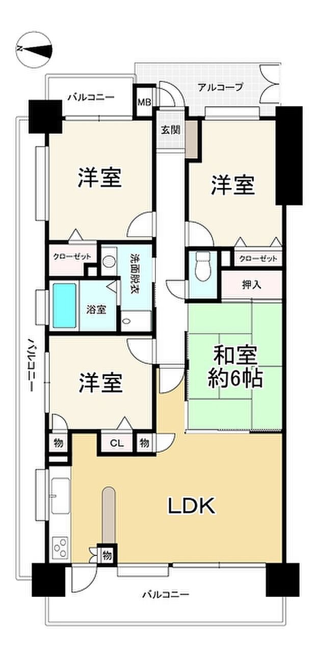 アーバンパレス諏訪野(4LDK) 4階の間取り