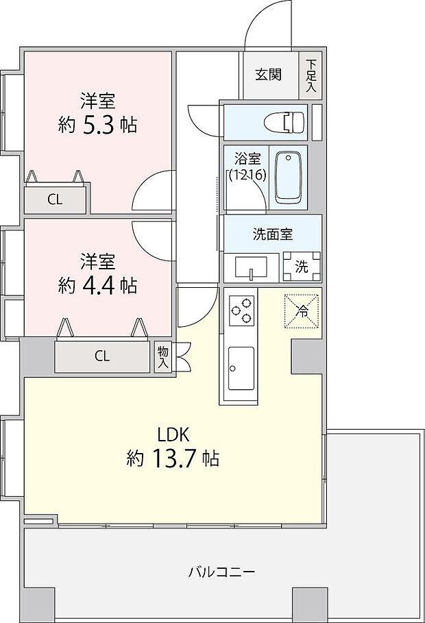 日暮里サンシャインビル(2LDK) 8階の間取り