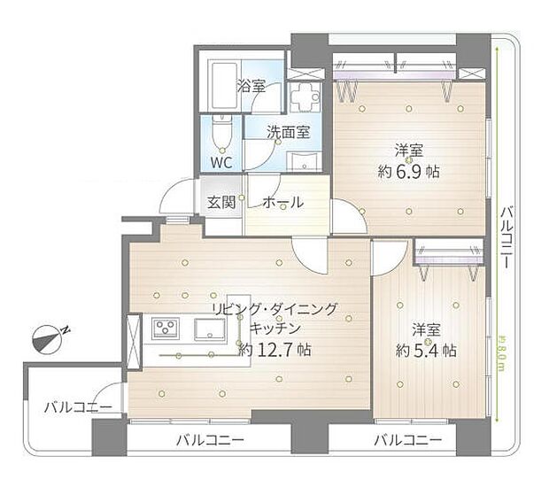 早稲田スカイマンション(2LDK) 4階の間取り