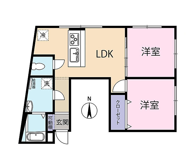 井の頭パークビューマンション(2LDK) 2階の間取り