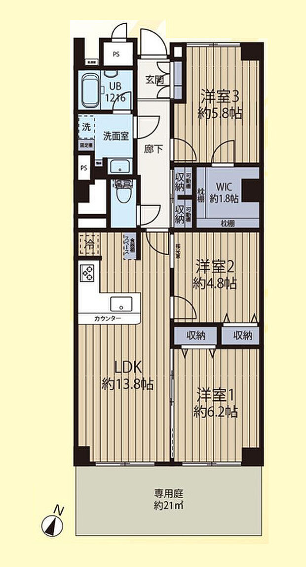 京成サンコーポ小岩(3LDK) 1階の間取り