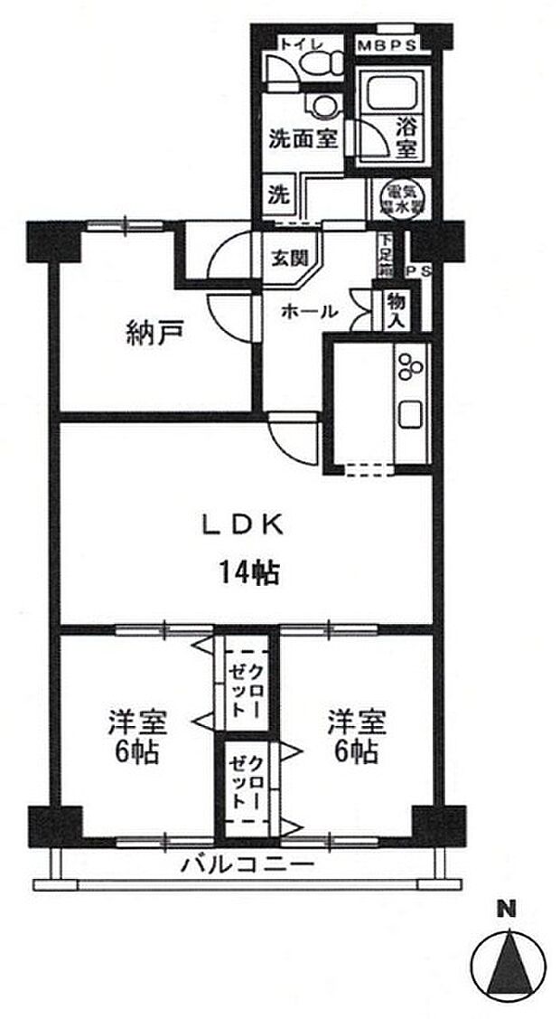 チサンマンション新大阪10番館(2SLDK) 2階の間取り