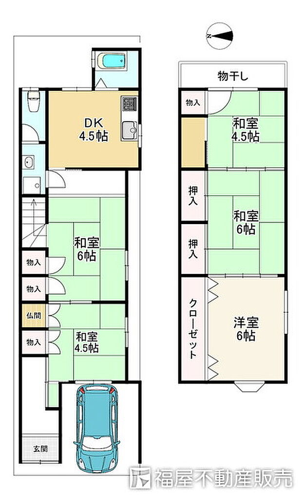 地下鉄烏丸線 北大路駅までバス約17分 市バス　大宮田尻町バス停 徒歩6分(5DK)の間取り