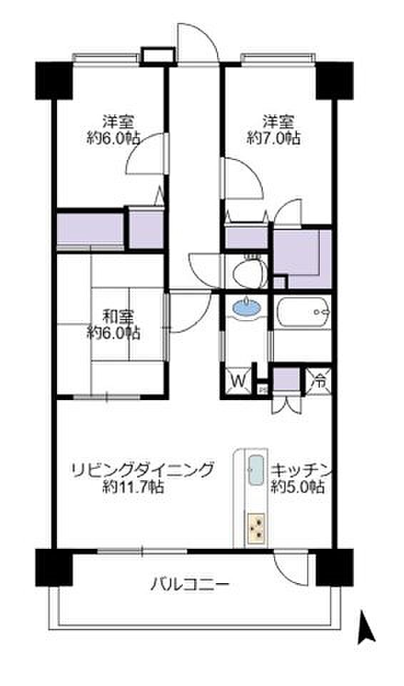 5階部分・南向き｜2023年6月クロス全面張替・畳新規交換・室内クリーニング済み