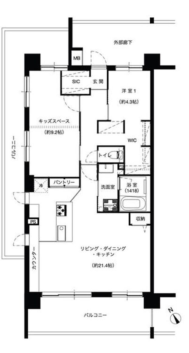 デュオ草加リバーテラス(2LDK) 2階の間取り