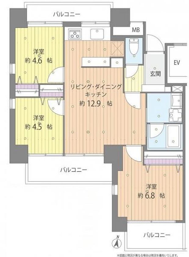 ラポール西大島(3LDK) 3階の間取り