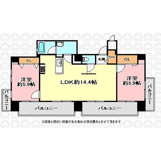 第12ユーセードムス(2LDK) 10階の間取り