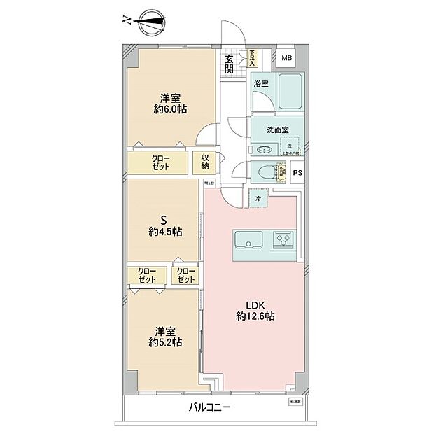 エンゼルハイム高井戸(2SLDK) 3階の間取り