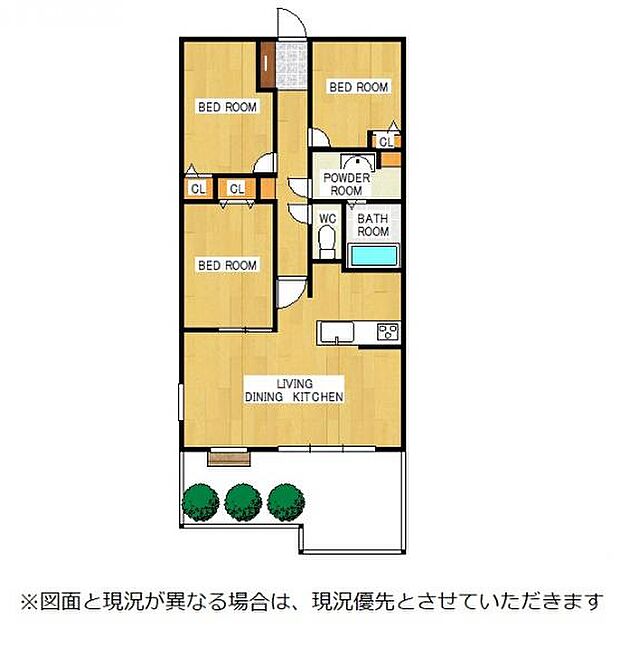 成田プリンスハイツ　1階　専用庭付(3LDK) 1階の間取り