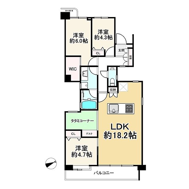 ライオンズガーデン浜田山(3LDK) 3階の間取り