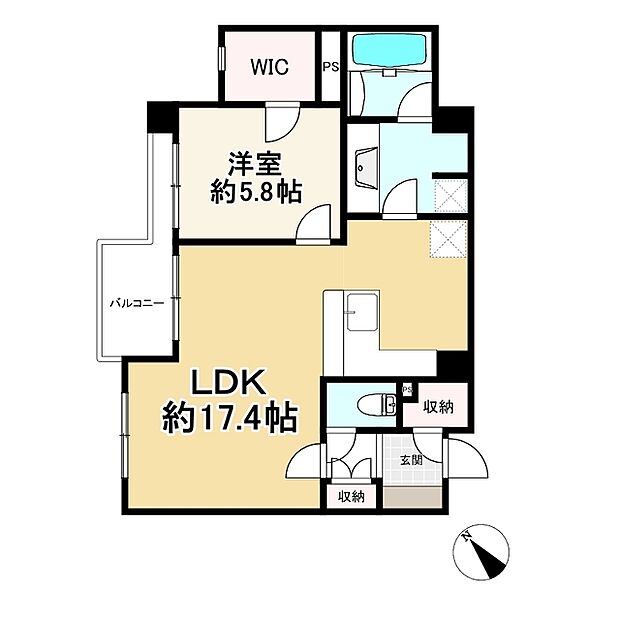 グランドステージ初台(1LDK) 2階の間取り