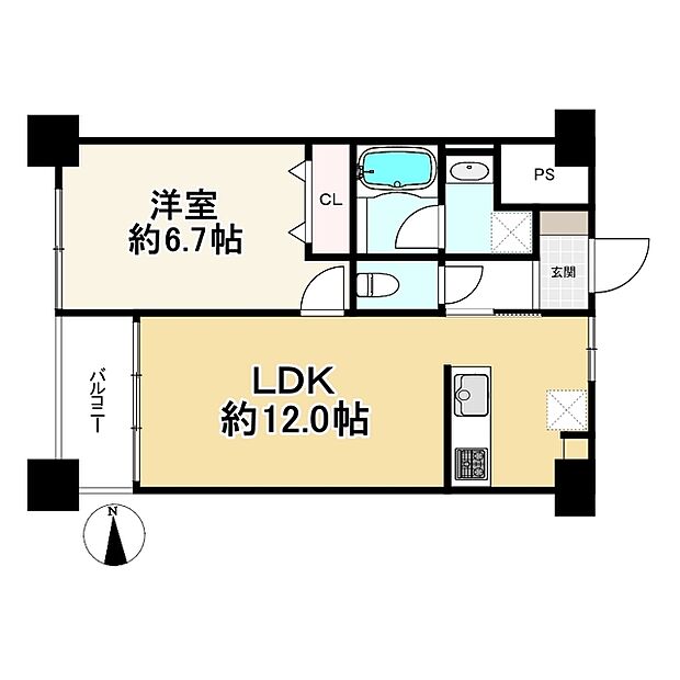 パラシオン高円寺(1LDK) 7階の間取り