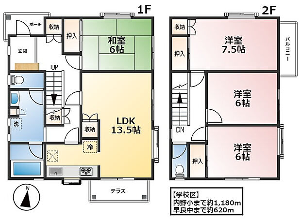 4LDKのゆとりのある間取。