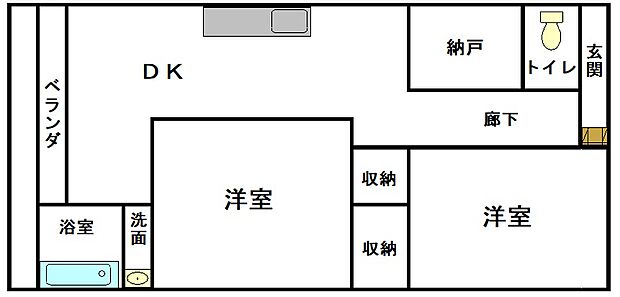 熱海　松が岡マンション(2DK) 2階/202の間取り