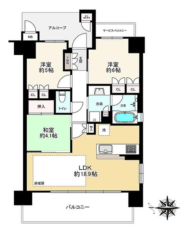 ファインセントレオシティ(3LDK) 2階の間取り