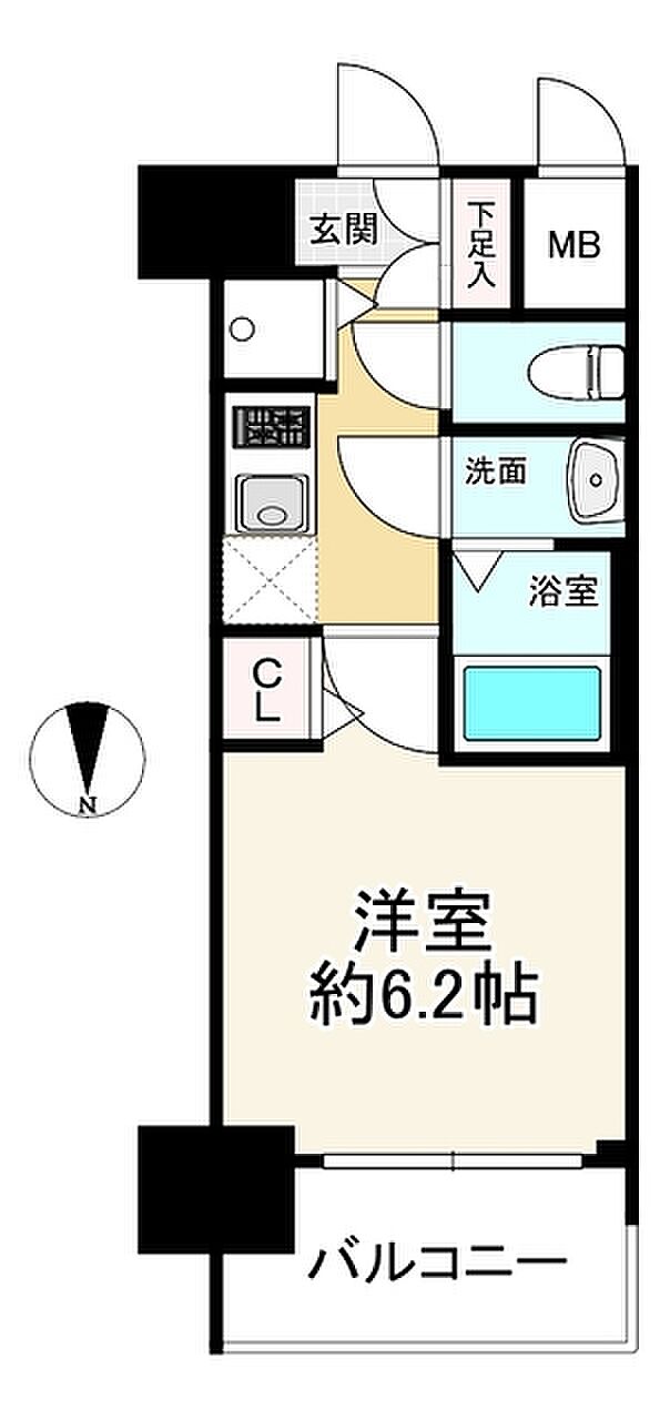 プレサンス玉造駅前ルージュ(1K) 10階の間取り