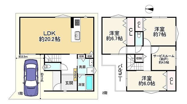 生野区巽西3丁目　中古戸建(3SLDK)の間取り