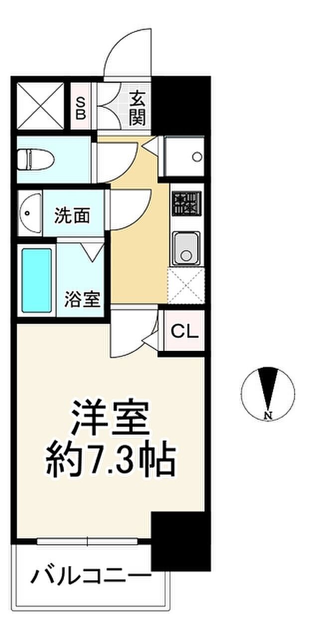 プレサンス玉造駅前ルージュ(1K) 9階の間取り