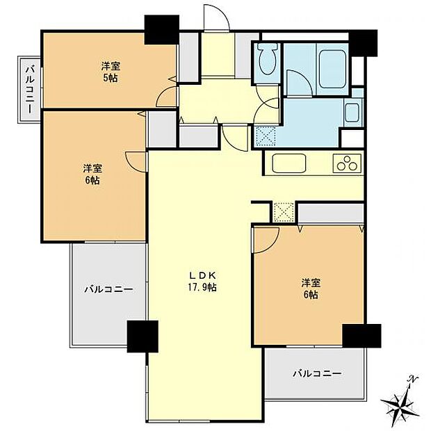 マンションではなかなかない2か所バルコニー！効率よく洗濯物を乾かすことができます。