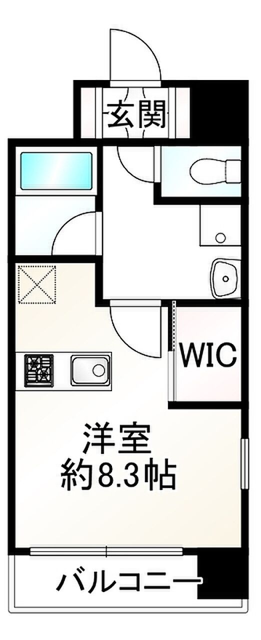 アスヴェル京都烏丸五条(1K) 8階の間取り