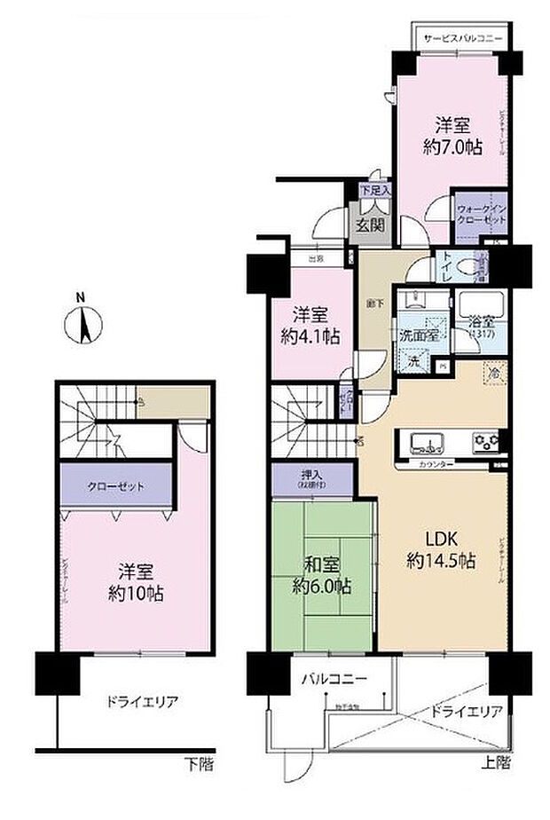 イトーピア都立家政リブル(4LDK) 1階の間取り