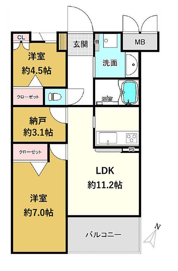 モアグランデ氷川台(2SLDK) 1階の間取り